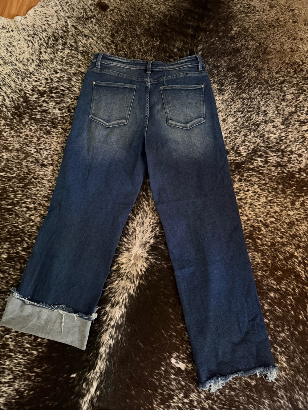 Petra 153 Dark Blue Distressed Cropped Wide-Leg Jeans - Picture 3 of 4